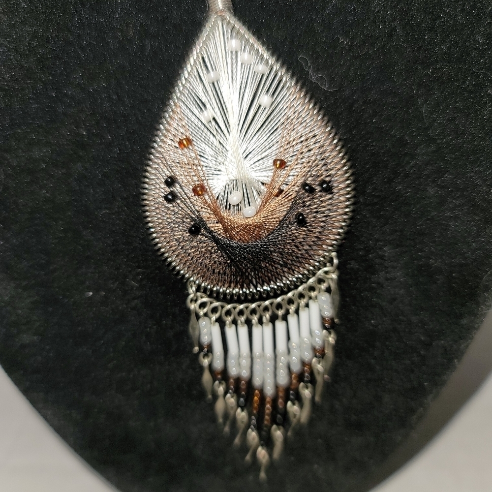 Indian Style necklace Silver color hook closer 17" - Picture 2 of 6